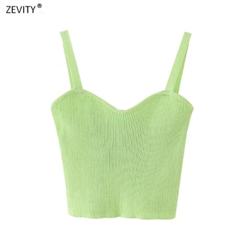 

New 2020 Women fashion spaghetti strap solid color camis tank tops summer wear female green knitting slim sling crop tops LS6747