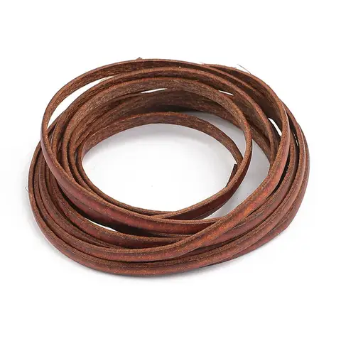 Vintage 100% Genuine Cowhide Leather Cord Strip Round/Flat Rope String DIY Bracelet Necklace Braided Craft Jewelry Making