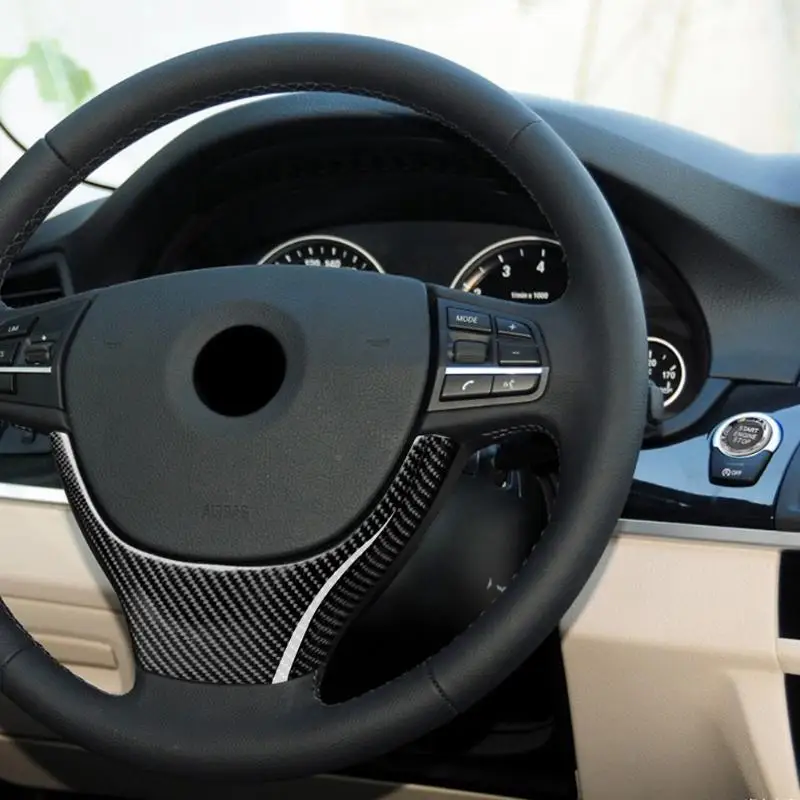 

Carbon Fiber Car Steering Wheel Decoration Cover Trim Frame For BMW F10 F18 2010-2015 with ENGINE START STOP Button