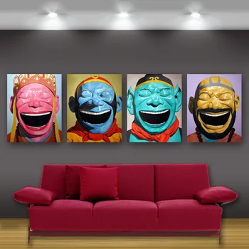 

Yue Minjun Laugh Tideway Street Art Journey To The West Personality Abstract Frameless Draw Home Living Room Wall Decor M3788