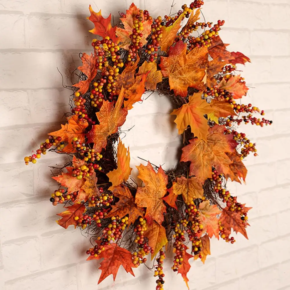Wreath Garland Window Home Maple Leaf Decoration Ornaments Christmas Thanksgiving Autumn Color Holiday Pendant Wreath New