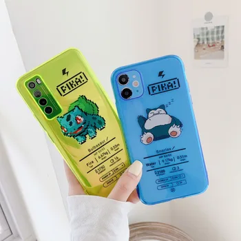 

Fluorescent color Bulbasaur Snorlax Pokemon Cartoon Phone Case For Huawei P30 P40 Pro Mate 30pro Nova 5 Nova 7 Clear Cover