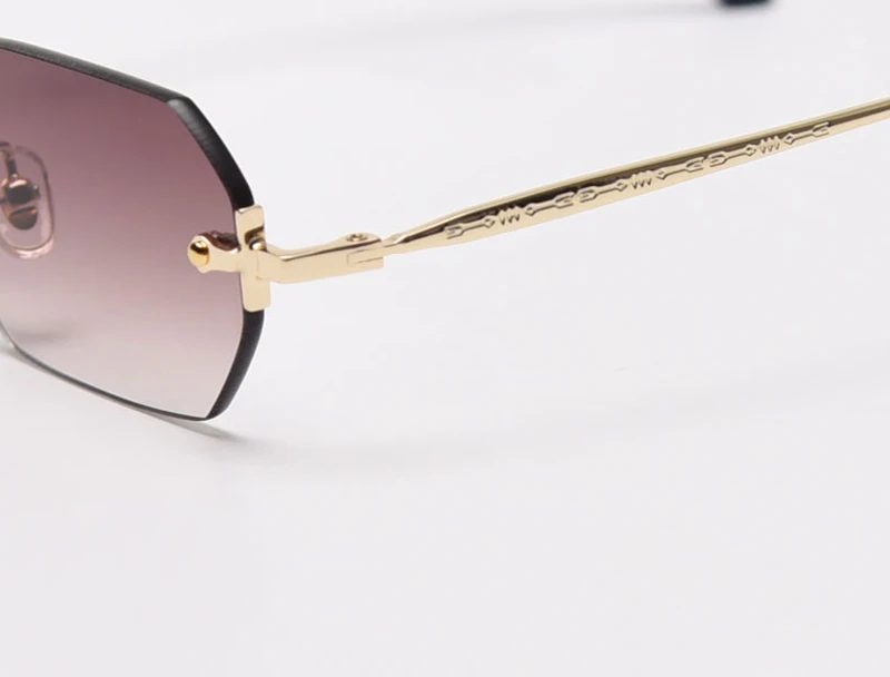 Kachawoo Vintage-Sonnenbrille, randlos, für Damen, achteckig, braun, blau, modische Brille, für Herren, rechteckig, Metall, Polygon, beliebt, Frühling – Detail 13