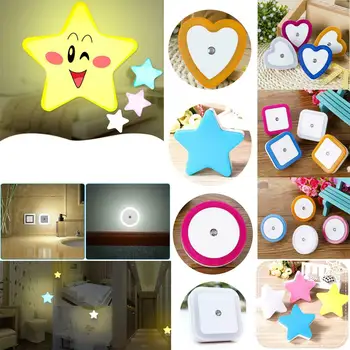 미니 귀여운 벽 플러그인 LED 야간 조명 자동 센서 침대 옆 램프, 침실 어린이 방 복도 복도 계단 EU/US 110V 220V