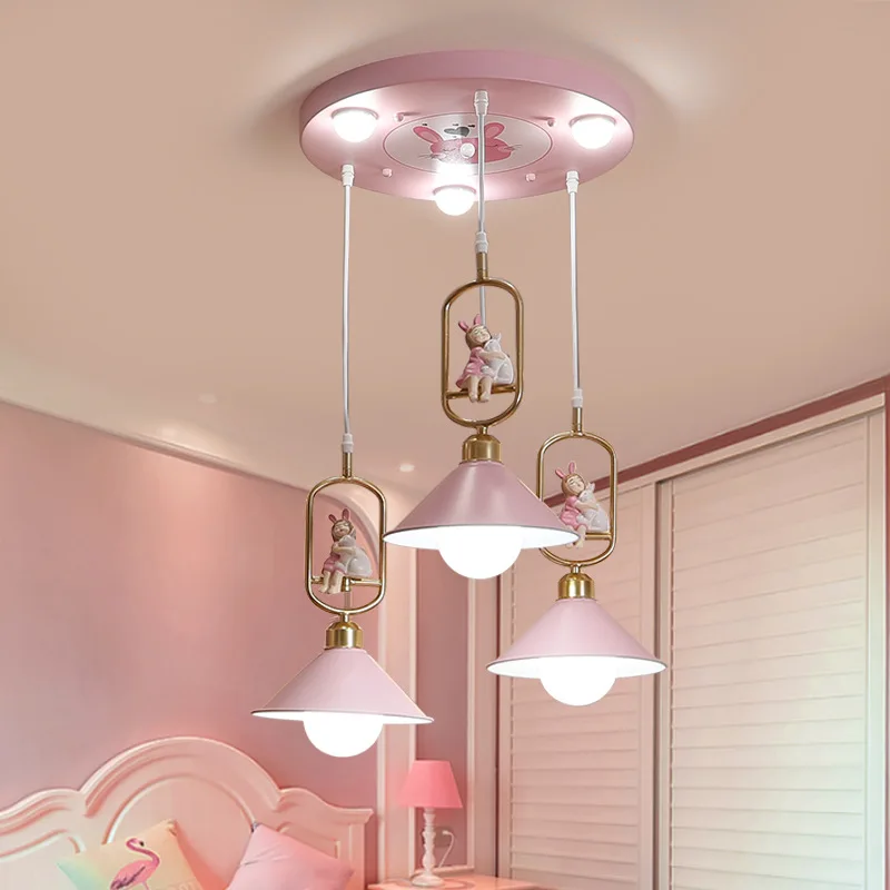 Cartoon Modern Simple INS Internet Celebrity Princess Room Bedroom Hanging Light Eye Protection LED Children's Room Chandelier