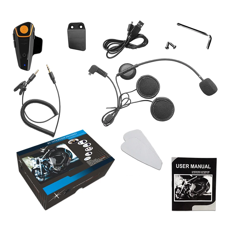 BT-S2NS Motocycle Bluetooth-Compatible Helmet Headset Intecom Watepoof Multi Intephone FM MP3 1000M_voghion.com