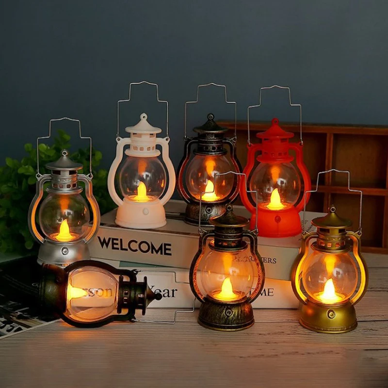 Energy-Saving Holiday Desktop Hanging Bar Night Light Halloween Decorative Led Small Home Party Retro Lantern Oil Lamp | Дом и сад