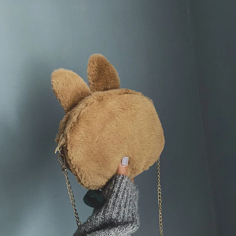 

Retro Hong Kong Style 2018 Autumn And Winter New Style INS Ultra-Fire Pack Plush Bag with Chain Rabbit Shoulder Bag Furry Should