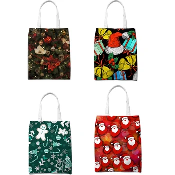 

Christmas Patter Printing Women Girls Shopper Beach Shopping Bag Canvas Handbag Shoulder Bag Tote Top-handle Bag