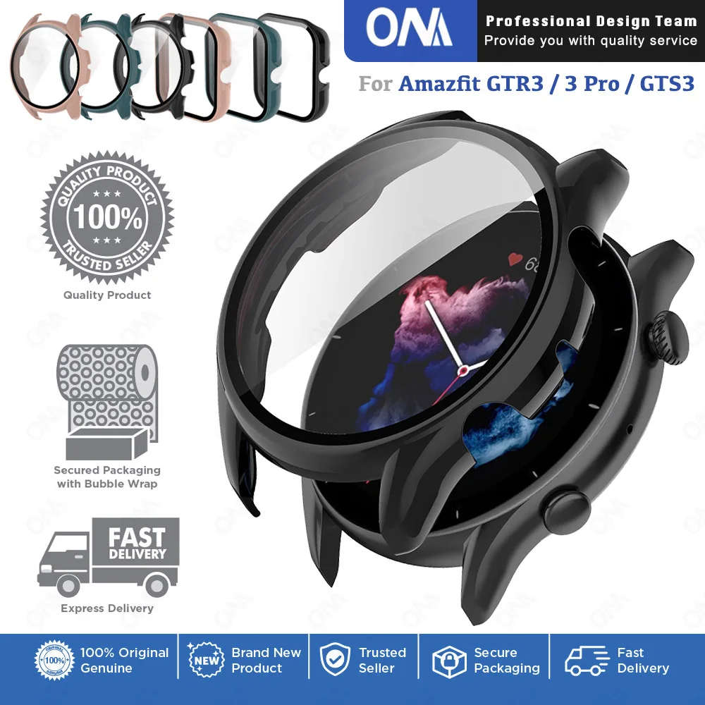 PC Protective Case + Screen Protector for Huami Amazfit GTR3 GTR 3 Pro GTS3 GTS 3 Cover with Tempered glass Smart Watch Shell