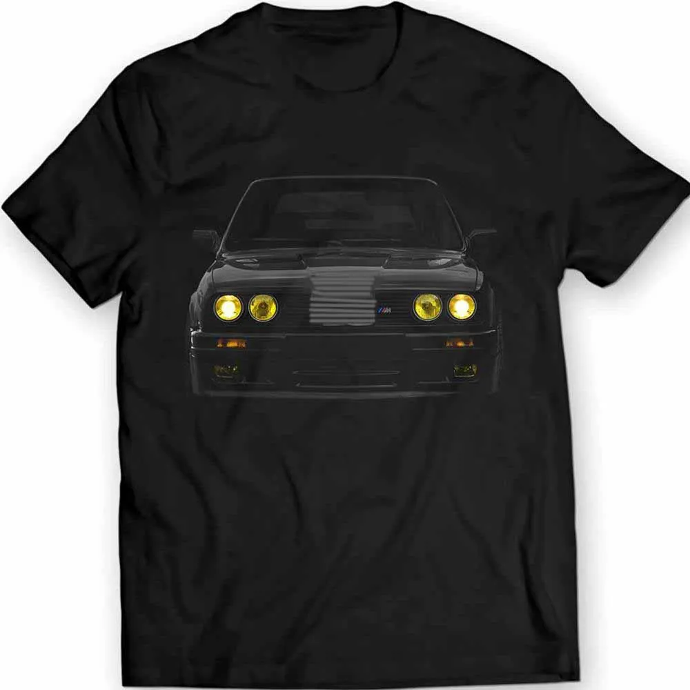 Классическая немецкая футболка E30 с желтыми фарами M3 Power Bimmer Модная хлопковая из