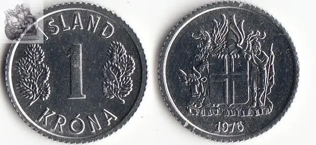 Iceland 1 Krona Coins Old Edition Eu European Original Coin New | Дом и сад