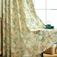 

Cotton Linen Curtains For Livingroom Bedroom Beige Floral Printed Window Curtains Window Treatment Drapes Custom