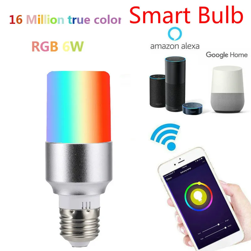 

Smart Light Bulb Magic Lamp Color Change Bulb LED 6W RGB Smart Home Lighting Compatible Work with Google Home Alexa Amazon