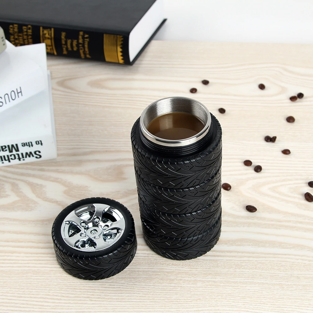 

300ml Water Bottle Xmas Gift Creative Tyre Shape Cup Drink Outdoor Sports Bottle Portable Kettle Christmas Gift Coffee Cup