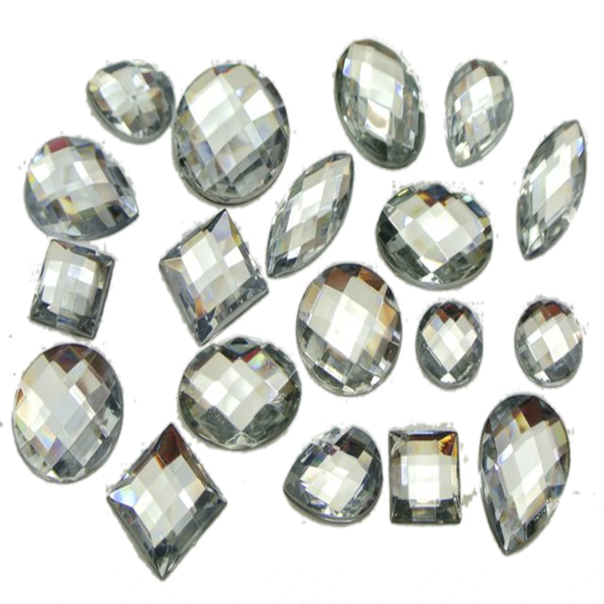 

100 Clear Color Flatback Acrylic Rhinestone Gems Assorted Shape No Hole