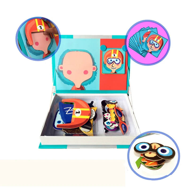 Magnetic Book Magnetic Puzzle Cute Design Puzzles Magnetic Toy Jigsaw Baby Toys Learning Spell Christmas Gift for Kids