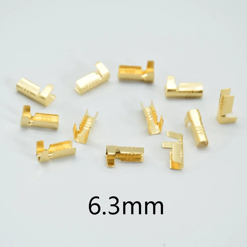 100 шт. 6,3 мм 4,8 мм соединители для автомобильных клемма жгута проводов 452 u-образная Клеммная вкладка с холодными вставками кабельный наконечник, 0,3-0,75-2,5 мм2 - Цвет: 6.3mm