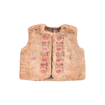 

Children's waistcoat girl's LM series imitation rabbit velvet embroidery for autumn / winter 2020