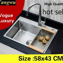 Кухонная ручная раковина одинарная мойка высокого качества 304 из нержавеющей стали, Горячая 580x430 мм