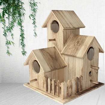

New wooden bird house Breeding box Wenniao Xuanfeng tiger skin peony parrot nest wooden house Bird's nest cage bird bed