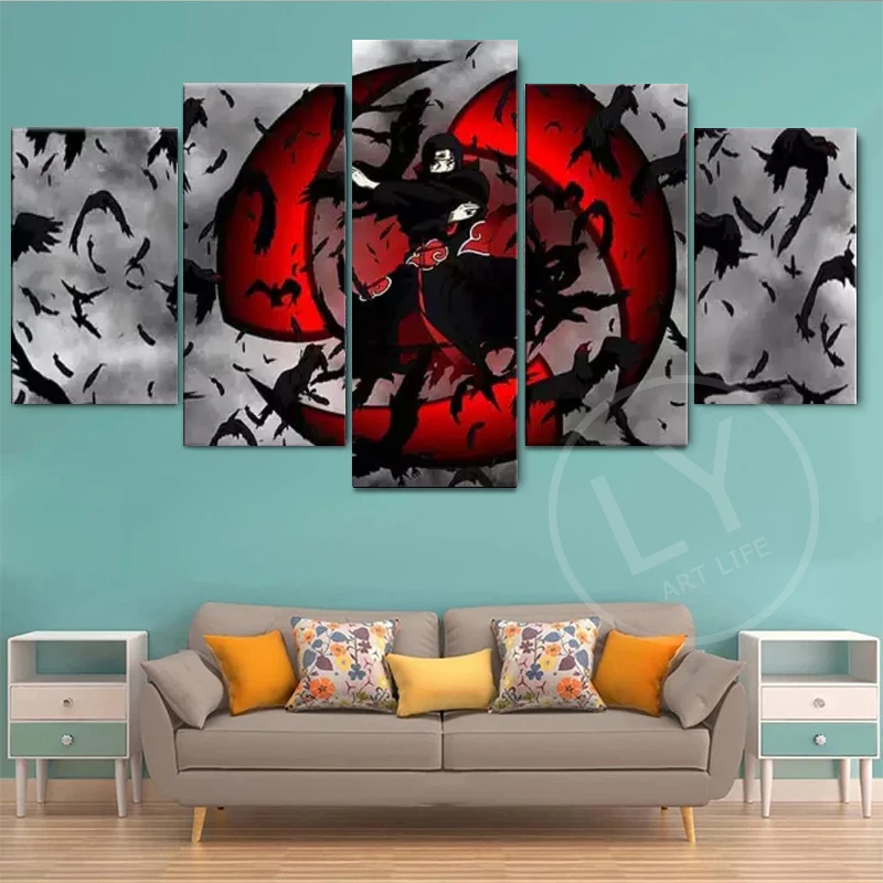 Tableau 5 pièces Itachi X Corbeaux