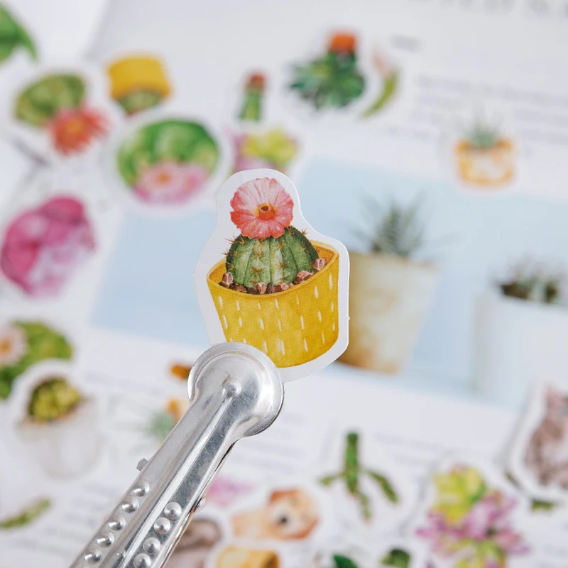 

free shipping 56Boxed Cute animal cactus series adhesive paper sticker DIY Card diary Scrapbooking stationery paper stickers