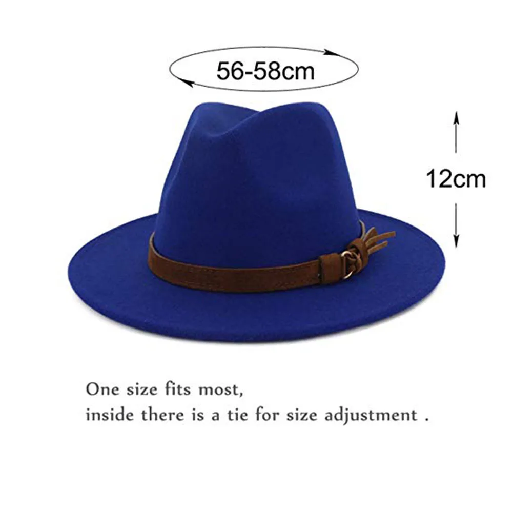Винтаж сплошной цвет фетровый котелок с широкими полями Fedora Hat Зима флоппи Женская кепка Джаз горра Европейский Американский Круглый Кепка s котелок шапки