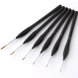 6 Black Triangle Pole Wool Hook Line Pen Hand Painted Digital Stroke Watercolor Pen Art Supplies Brush