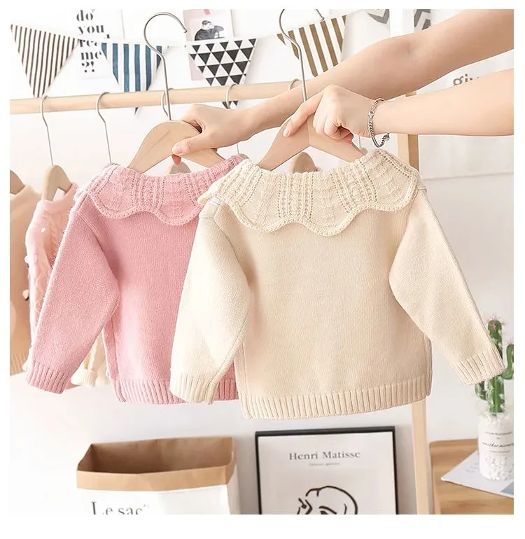 Girls' Knitted Cardigan Jacket Children's Jacket Baby Bottoming Long-Sleeved Sweater For Kids Clothes Coat Top