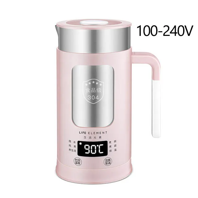 600 мл мини многофункциональный электрический чайник, сохраняющий здоровье, стеклянный вареный чайник, бутылка для горячей воды, теплый чайник 220 В - Цвет: I28 pink 100-240V