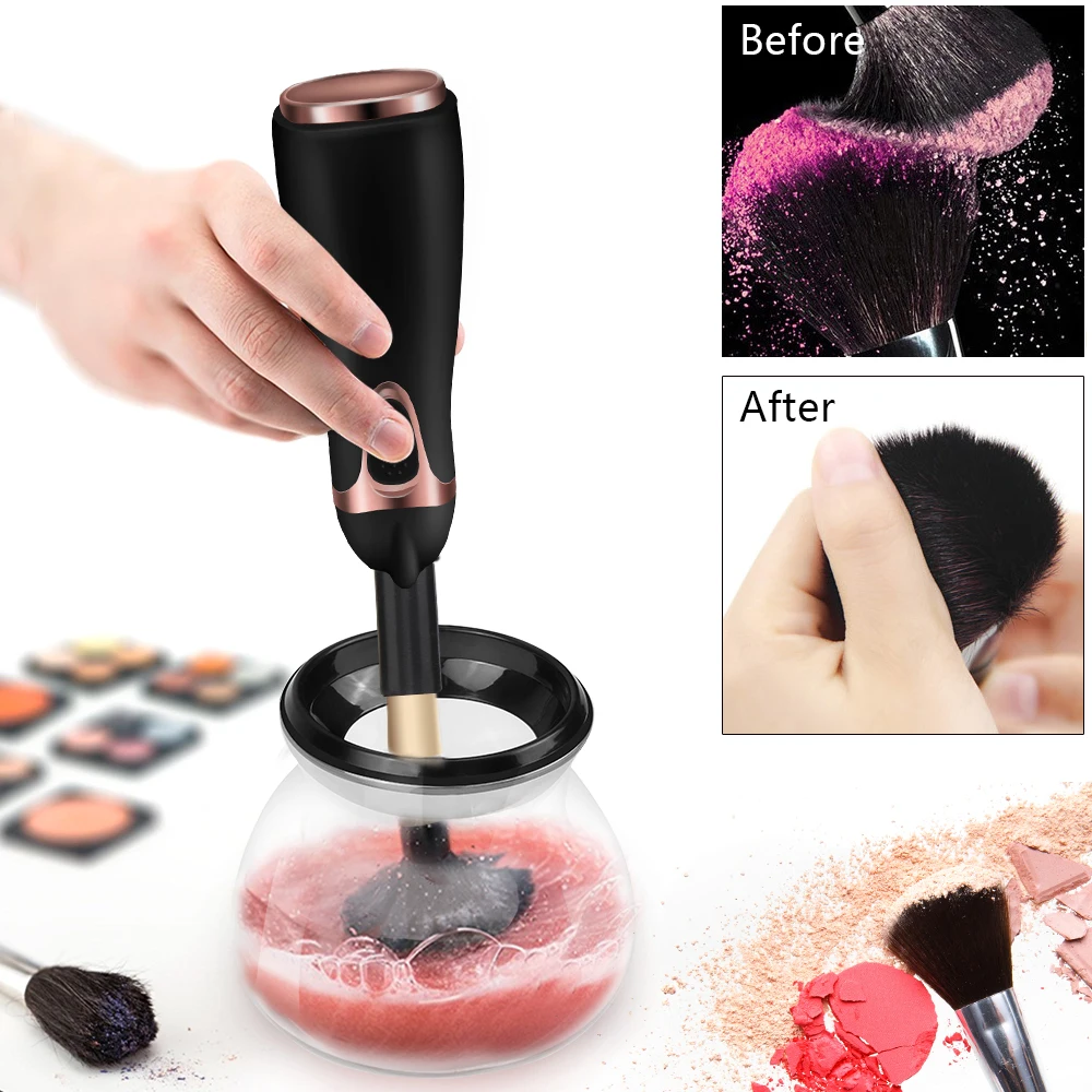 Black With Box Электрическая щетка для макияжа с зарядкой от usb, набор для чистки и сушки, Силиконовые кисти для макияжа, инструмент для мытья, машина для чистки - Цвет: Black With Box