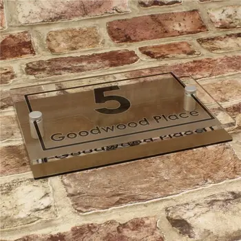 

200x140mm Brushed Copper Effect House number Personalised Modern House Sign Name and Number (Rectangle)