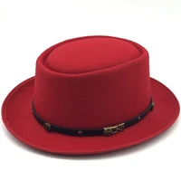 Simple Wool Men Pork Pie Hat For Dad Black Fedora Hat For Gentleman Flat Bowler Porkpie Top Jazz Hat 6