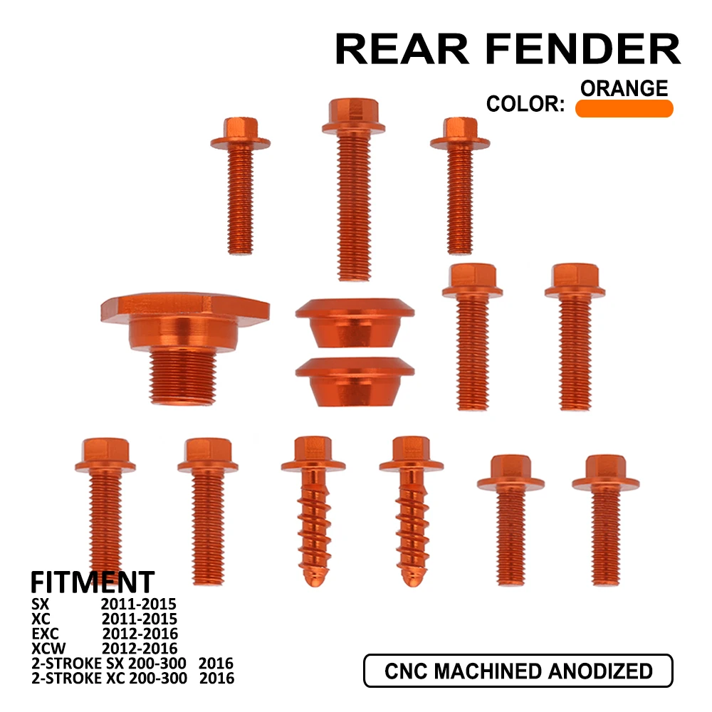 Мотоцикл спереди и сзади сиденье на крыле боковые панели радиатора уплотнительных колец упоры-вилки винты для KTM SX XC EXC xcw 2-х тактный двигатель 2011 - Цвет: rear fender