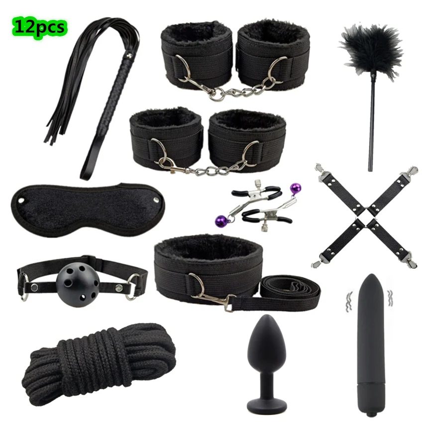 Bondage Set Sex Toys Bdsm Handcuffs Vibrator Anal Plug Whip for Couples
