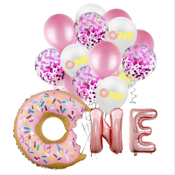 

1SET Donut Party Latex Balloons One 1st Birthday Helium Balloon Decorations Doughnut Balls Baby Shower Birthday Party Supplies