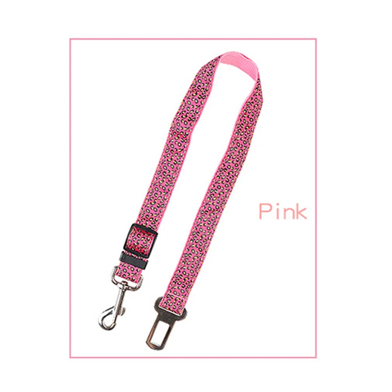 Leopard pink Полиэфирный автомобильный ремень безопасности для собак регулируемый поводок для собаки Леопардовый Камуфляжный ремень безопасности для собак аксессуары для домашних животных продукт для щенков больших домашних животных - Цвет: Leopard pink