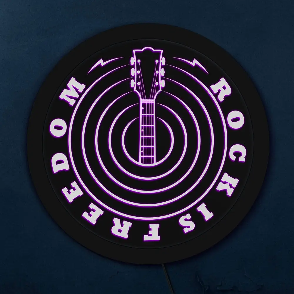 Музыкальная цитата из источника Rock Is Freedom Guitar Studio многоцветная меняющаяся светодиодный настенный художественный гитарист музыкальный любовник домашний декор