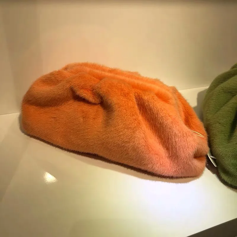 Medium orange Роскошный дизайнерский облачный Женский Повседневный клатч, сумка-мессенджер со складками, маленькая милая дамская сумка через плечо - Цвет: Medium orange