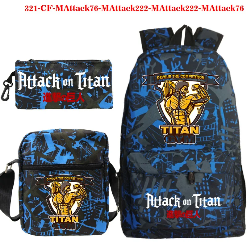 

3pcs Set Attack On Titan Anime Backpack Teens Travel Bagpack Zipper Student Bookbag Kids Rucksack Boys Girls School Bag Mochila