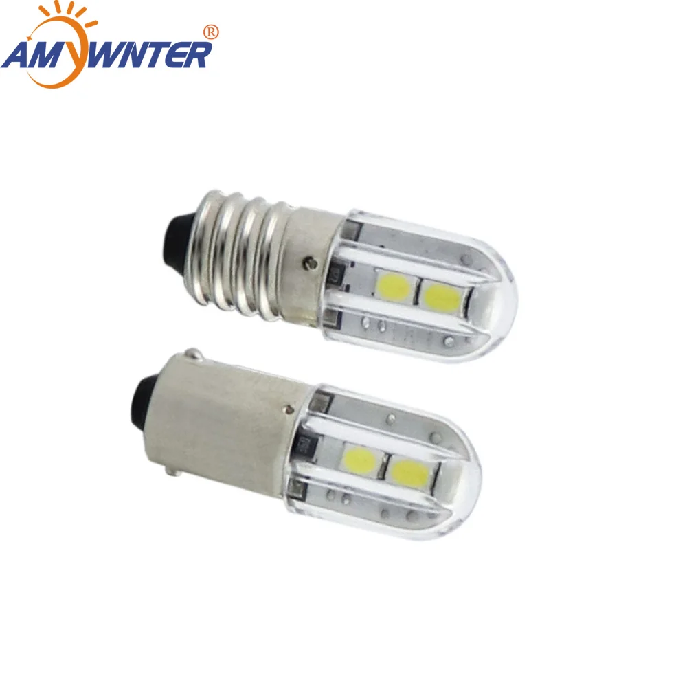 Лампочка светодиодная AMYWNTER E10 Ba9s 6 в T4w 1 Вт 3 В 12 24 48 60 120 230 2835 4SMD | Автомобили и
