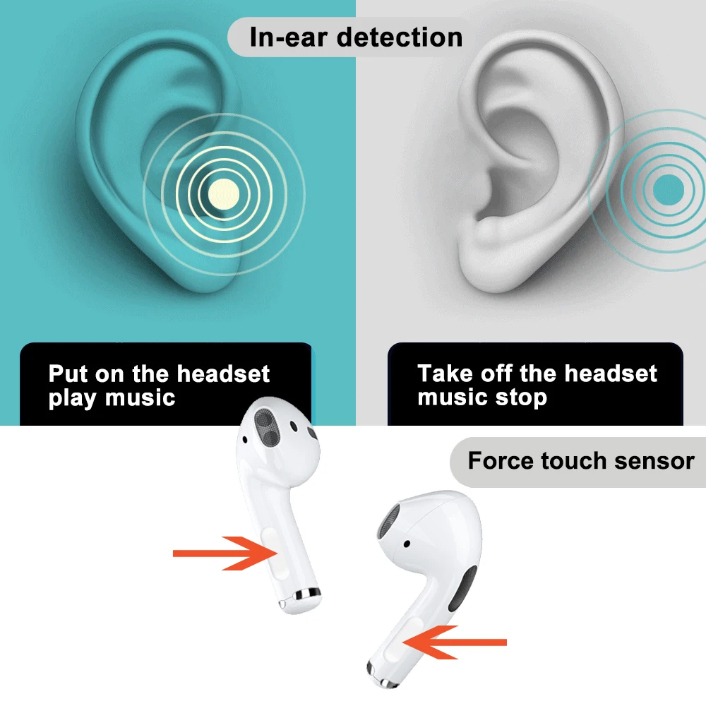 Airpodding Pro 4 Wireless Bluetooth Earphone TWS Headphones Music Mini Earbuds Sports Gaming Headset For iPhone Xiaomi Huawei