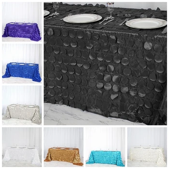 

New Design Taffeta Embroidered Tablecloth Round Rectangle Table Cloth For Wedding Event Decoration