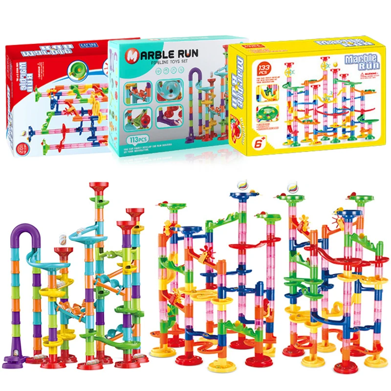 Juego de bloques de construcción de laberinto 3D para niños, juego de bloques de construcción de pista de carreras de mármol de construcción DIY, 29 Uds.-133 Uds., juguetes para niños, regalo de Navidad