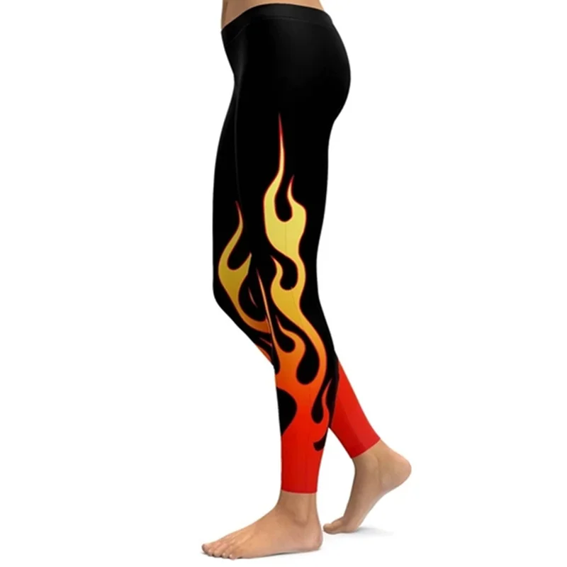 Fashion Personality Novelty Women’s Leggings Russian Style Fire Flame Printed Leggings Female Gyms Fitness Leggings Women Pants
