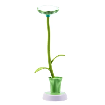 

Kids Lamp LED Desk Lamp Press Control Dimming Light Flexible USB Rechargeable Studying Lamps with Pencil Holder Sun Flower Green