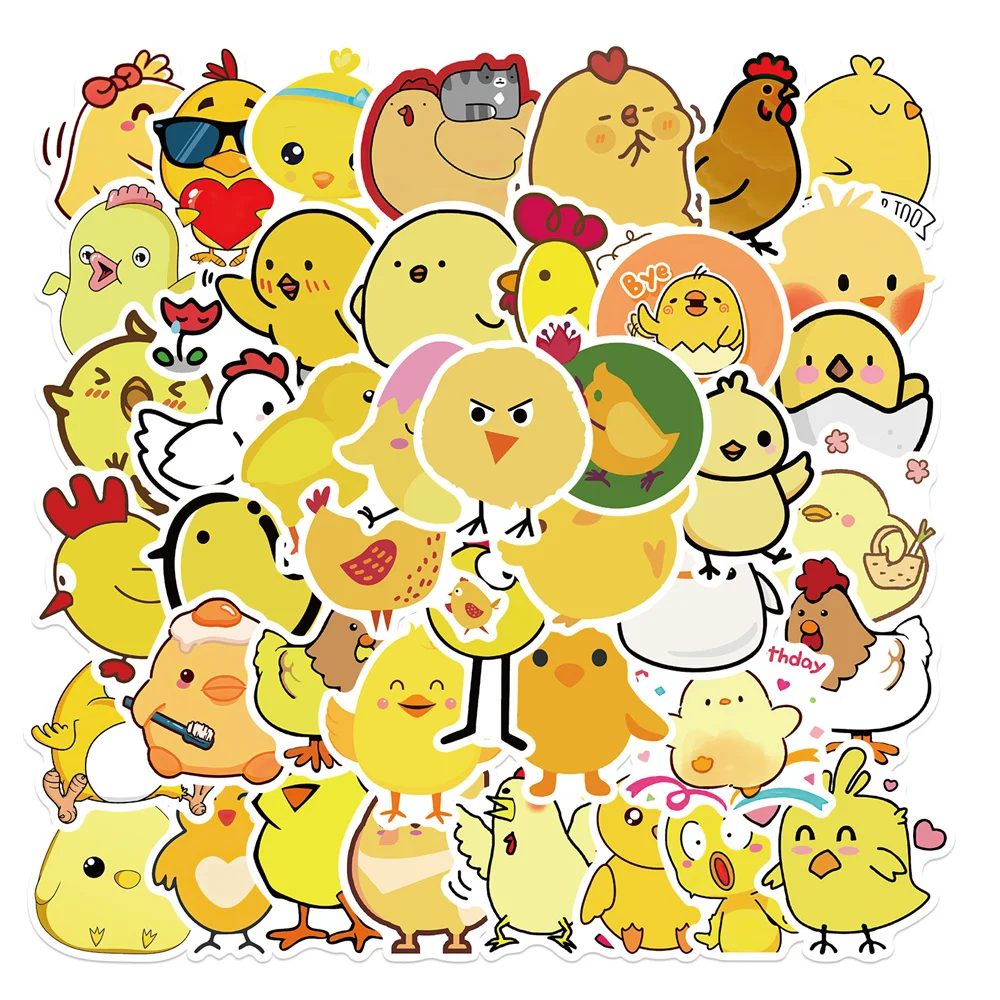 

50/100pcs Little Yellow Chicken Sticker For Notebooks Stationery Scrapbook Cute Stickers Scrapbooking Material Craft Supplies
