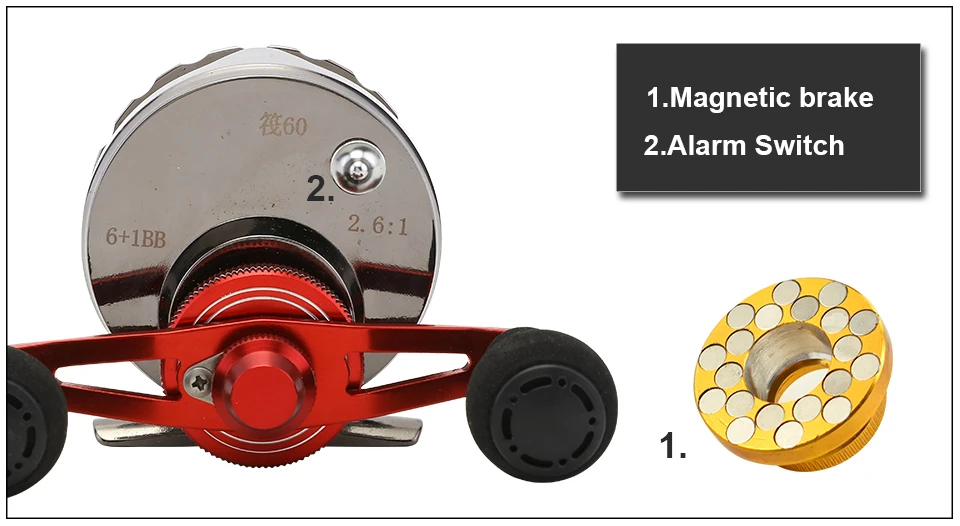 K8356 Metal Fishing Rafts Fly Fishing Reel 6+1BB 2.61 Red Left Right Hand Bait Casting FreshSaltwater Magnet Brake Front Reel (16)
