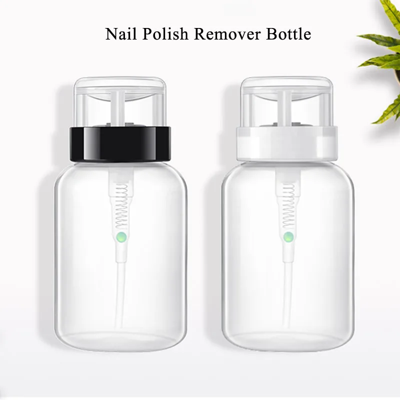 Refillable Bottles 200ml Push Down Empty Pump Dispenser For Nail Polish Remover Alcohol